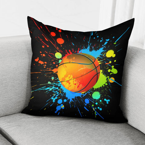 Image of Paint Splatter Basketball Pillow Cover