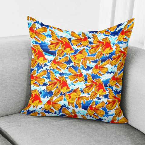 Image of Goldfish In The Waves Pillow Cover