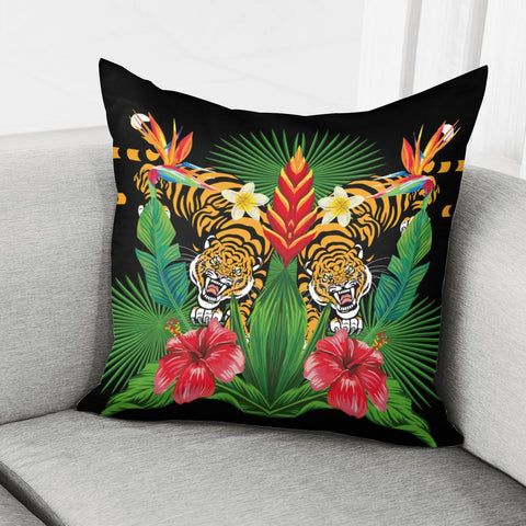 Image of Tigers In The Wild. Pillow Cover