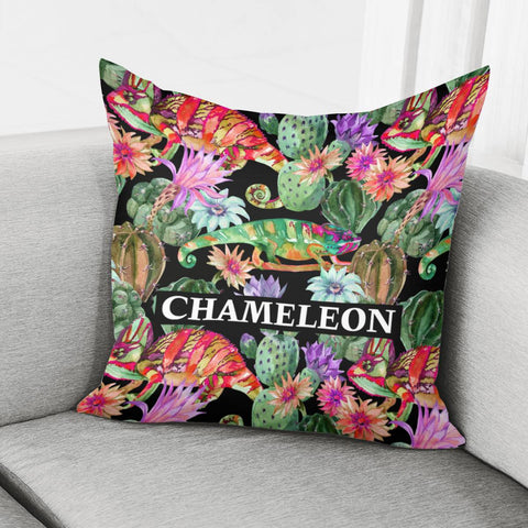 Image of Chameleon And Cactus Pillow Cover