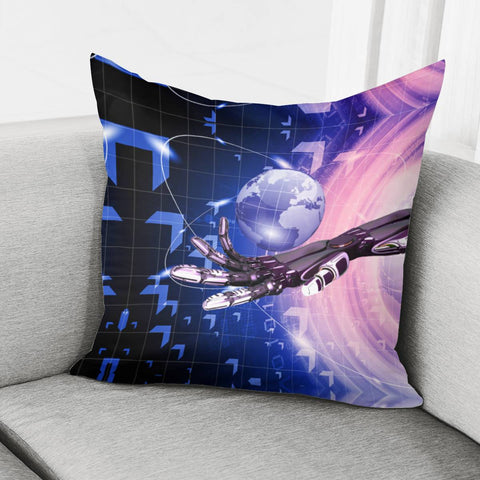 Image of Robot And Earth Pillow Cover