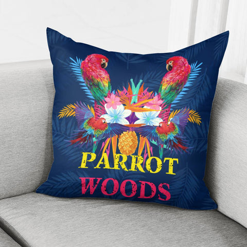 Image of Tropical Parrots Pillow Cover