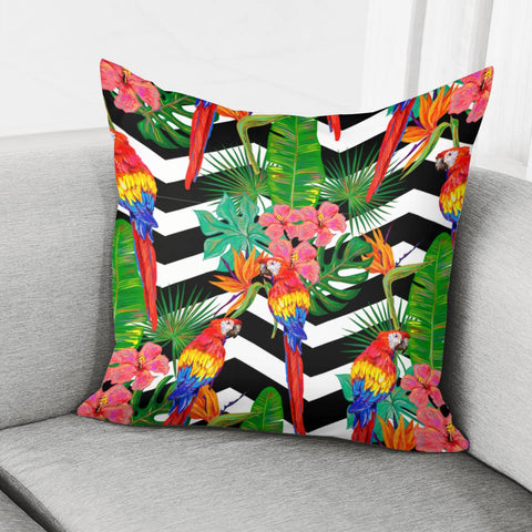 Image of Tropical Parrots Pillow Cover