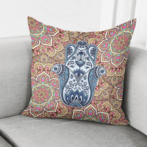 Image of Hamsa Hand Mandala Pillow Cover