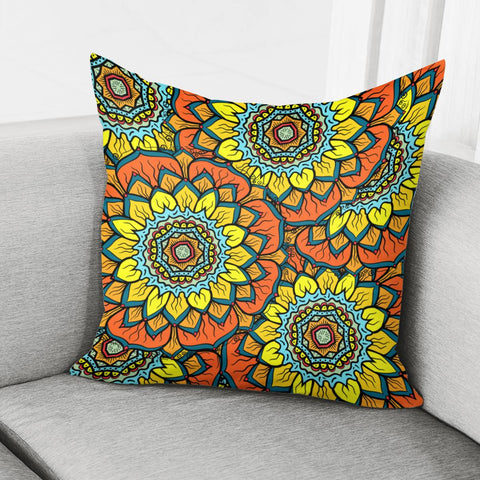 Image of Overlapped Mandala Flower Design Pillow Cover