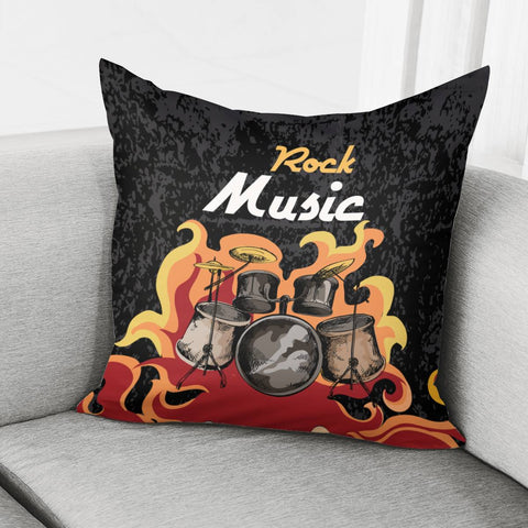 Image of Drum Kit And The Skull Design Pillow Cover