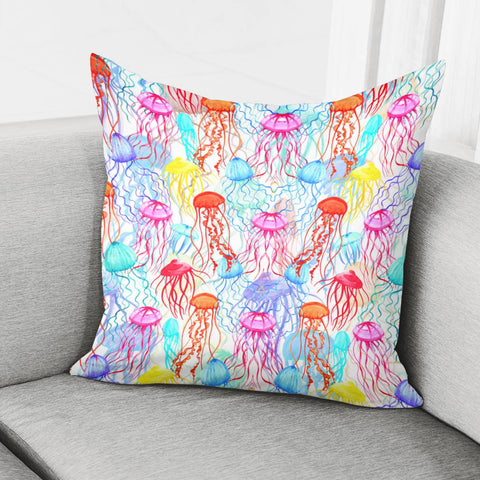 Image of Ethereal Colorful Jellyfishes Pillow Cover