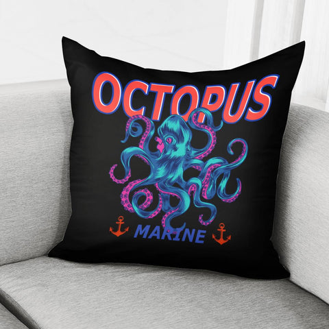 Image of Glowing Blue Octopus Pillow Cover