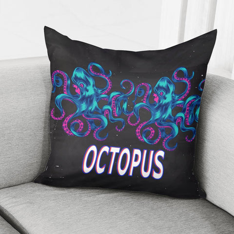 Image of Glowing Blue Octopus Pillow Cover