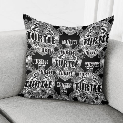 Image of Turtleblack And White Line Drawing Turtle Design Pillow Cover