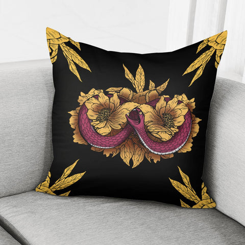 Image of Snake And Flowers Pillow Cover