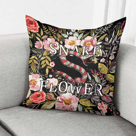 Image of Snake And Flowers Pillow Cover