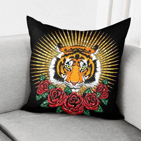 Image of Tiger And Rose Pillow Cover