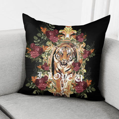 Image of Tiger And Rose Pillow Cover