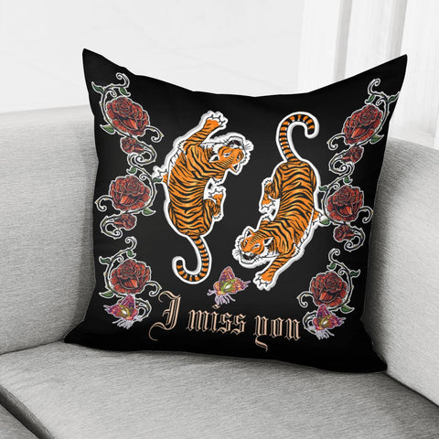 Image of Tiger And Rose Pillow Cover