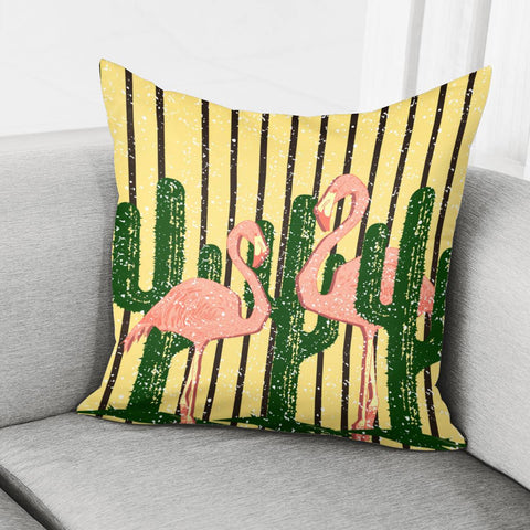Image of Flamingo & Cactus Pillow Cover