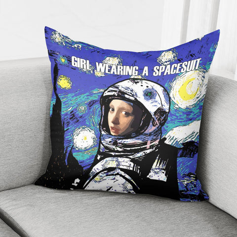 Image of Girl Wearing A Spacesuit Pillow Cover