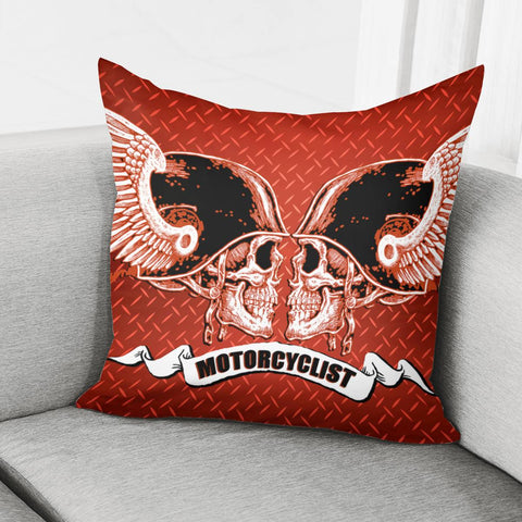 Image of Skull And Motorbike Pillow Cover