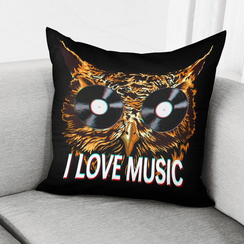 Image of Owl And Music Pillow Cover