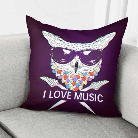 Image of Owl And Music Pillow Cover