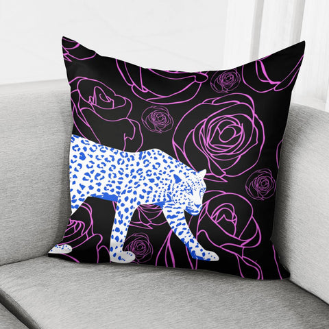 Image of Leopard & Flowers Pillow Cover