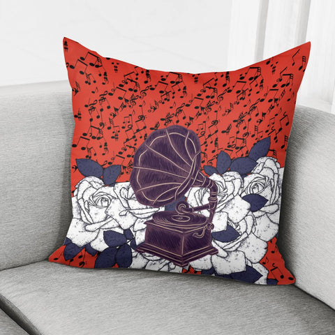 Image of Gramophone & Flowers Pillow Cover