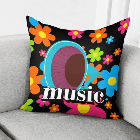 Image of Gramophone & Flowers Pillow Cover