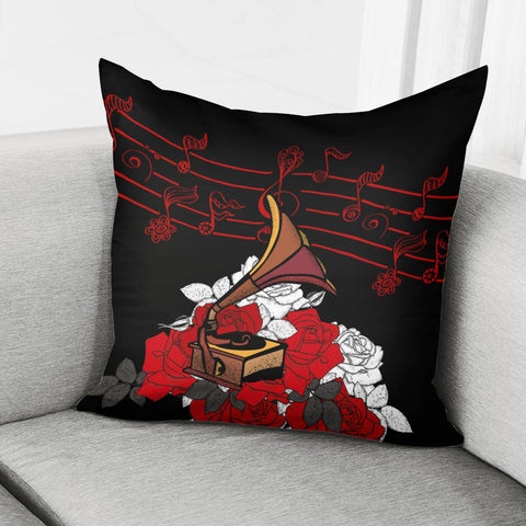 Image of Gramophone & Flowers Pillow Cover