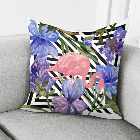 Image of Flamingo & Flowers Pillow Cover