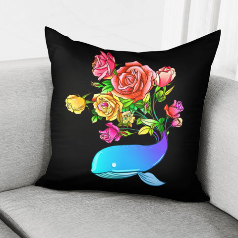 Image of Flower And Whale Pillow Cover