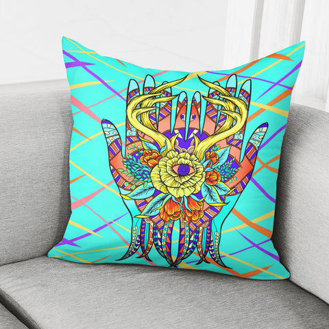 Image of Flower And Hand Pillow Cover