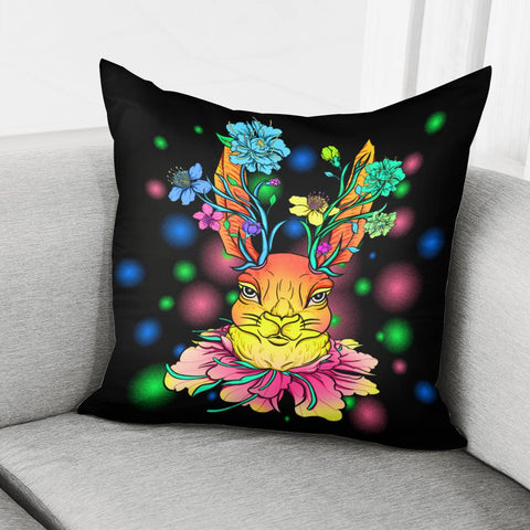 Image of Flower And Rabbit Pillow Cover