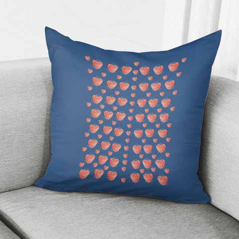 Image of Jelly Hearts On Blue Pillow Cover