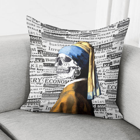 Image of Skull Wearing Pearl Pillow Cover