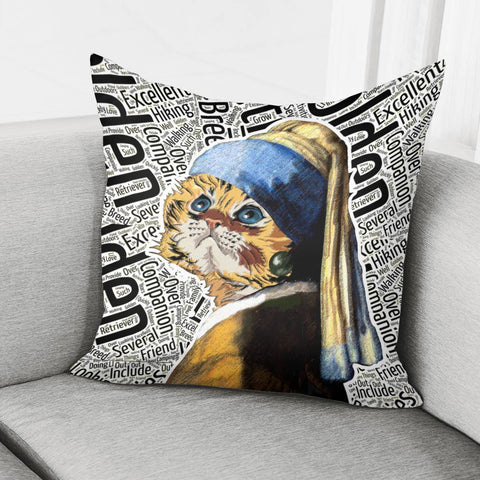 Image of Pearl-Bearing Cat Pillow Cover