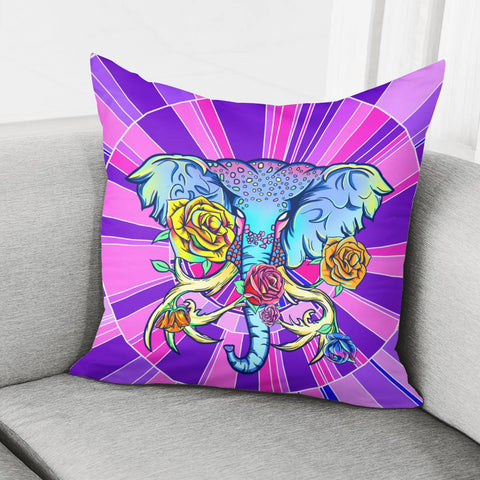 Image of Elephant And Flower Pillow Cover