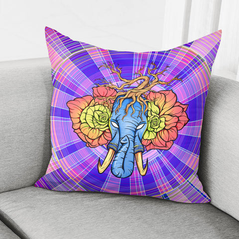 Image of Elephant And Flower Pillow Cover