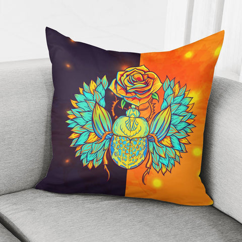 Image of Beetle And Flower Pillow Cover