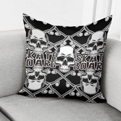 Image of Skull And Skateboard Pillow Cover