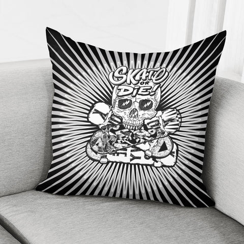 Image of Skull And Skateboard Pillow Cover