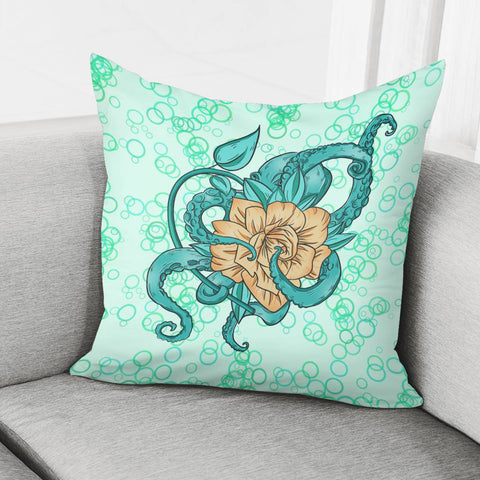 Image of Octopus And Flowers Pillow Cover