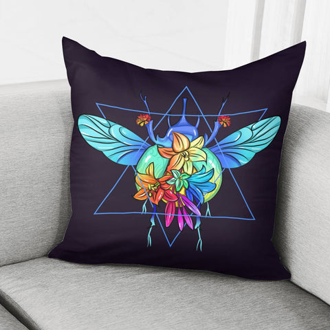 Image of Beetle And Flower Pillow Cover