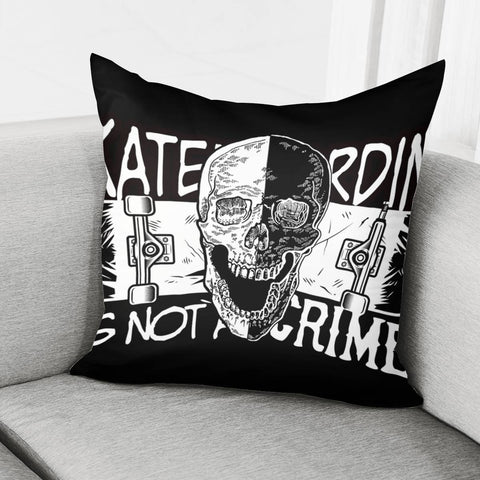 Image of Skull And Skateboard Pillow Cover