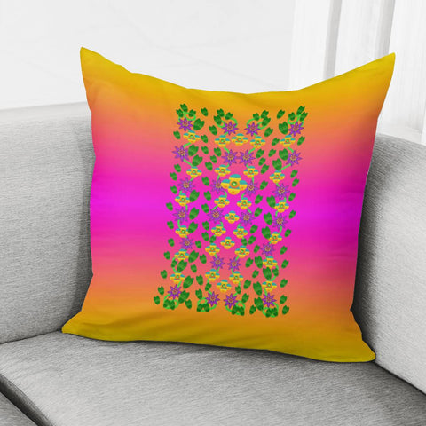 Image of Flowers On Neon Pillow Cover