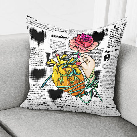 Image of Flower And Heart Pillow Cover