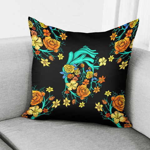 Image of Flower And Heart Pillow Cover