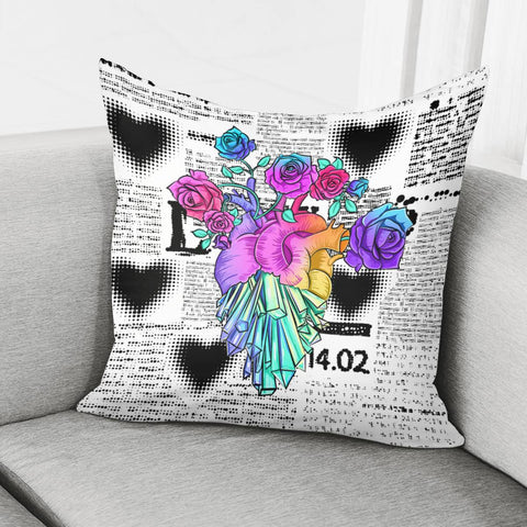 Image of Flower And Heart Pillow Cover