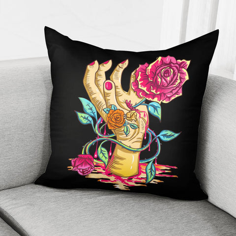 Image of Hand And Flower Pillow Cover