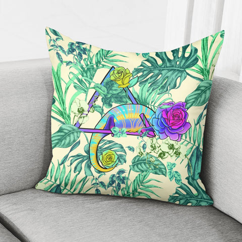 Image of Chameleon And Flower Pillow Cover