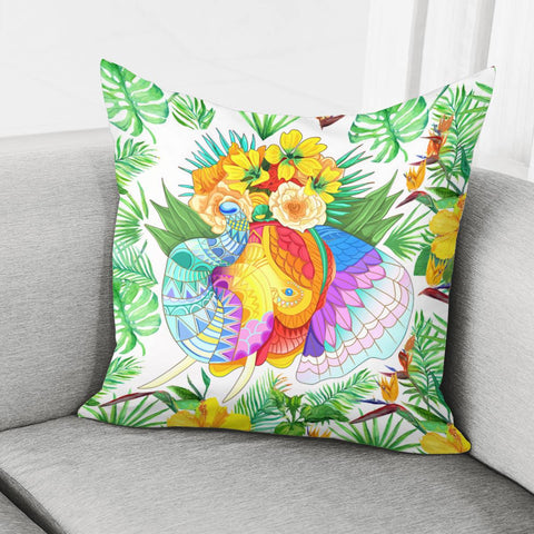 Image of Flower And Elephant Pillow Cover